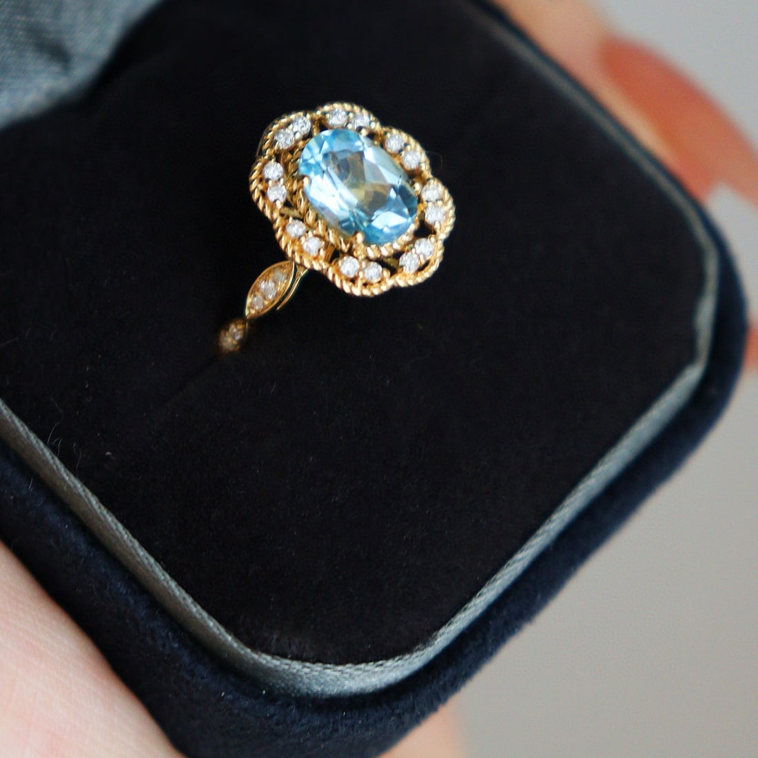 14k Gold 1 Ct Natural Aquamarine & Diamond Ring/pendant( Without Chain ) - 4