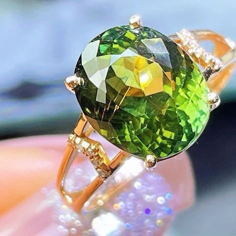 14k Gold 5.93 Ct Natural Tourmaline & Diamond Ring - 2