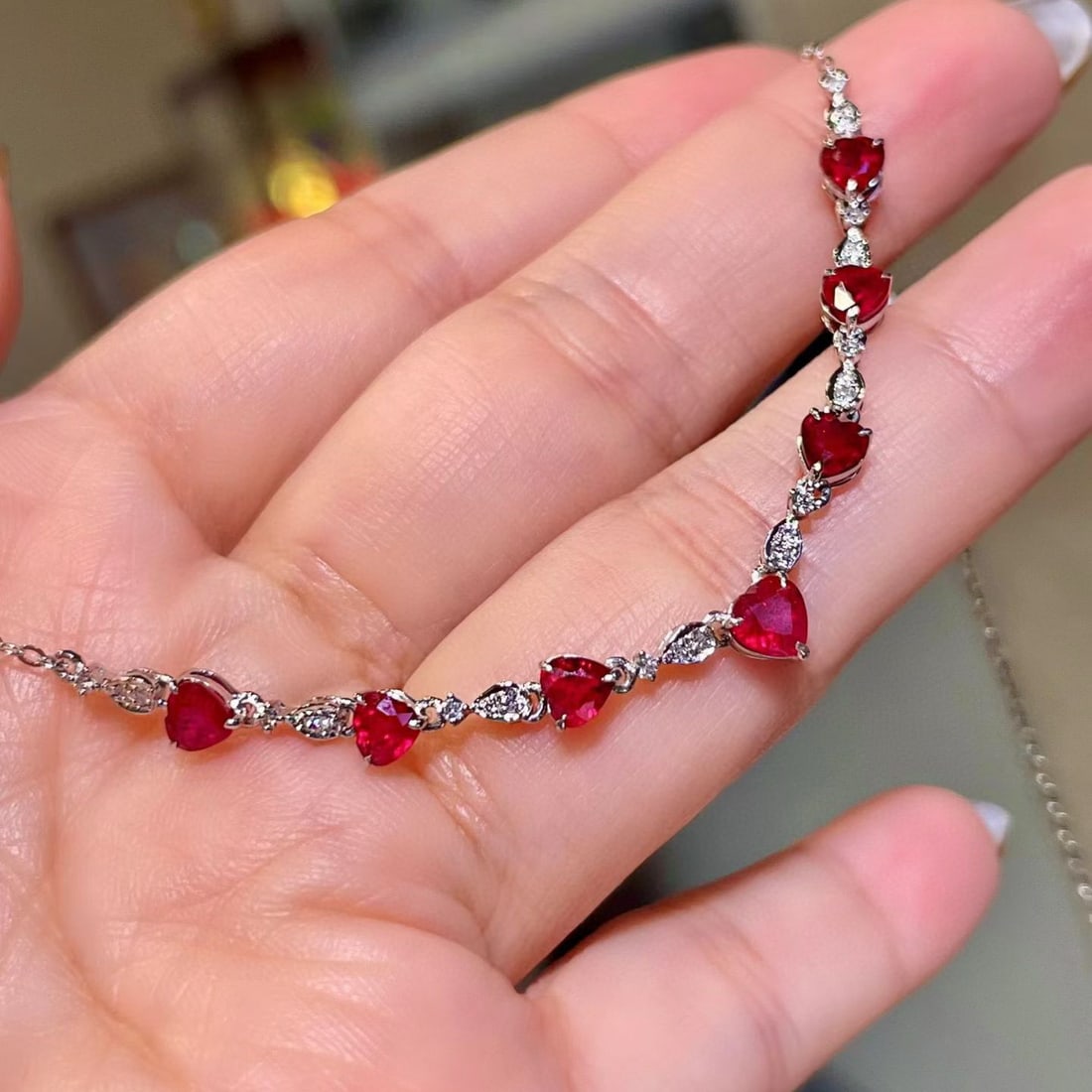 14k Gold 2.89 Ctw Natural Ruby & Diamond Necklace - 2