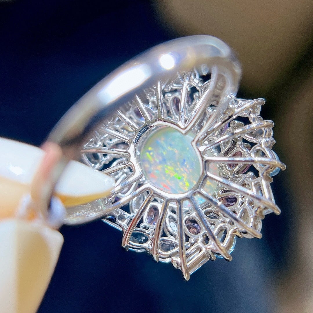 14k Gold 4.23 Ctw Natural Opal & Gem Ring - 6