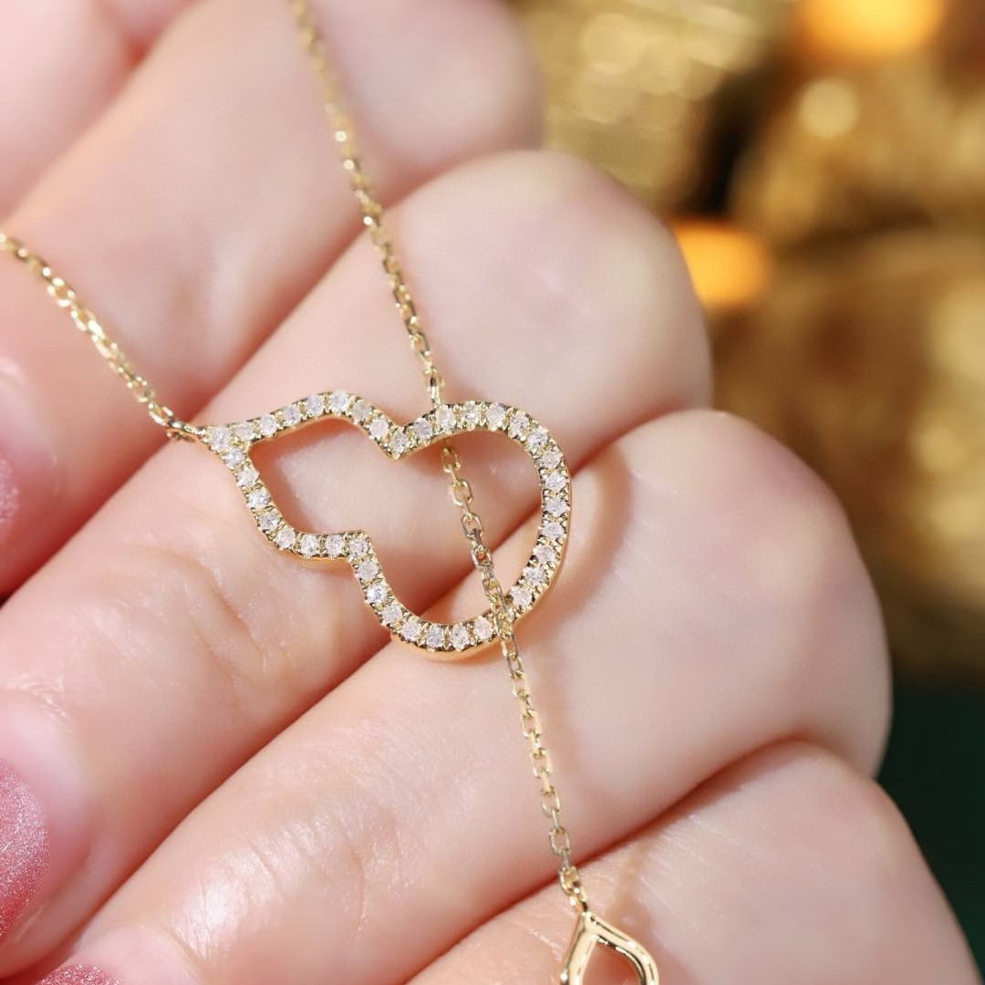 14k Gold 0.20 Ct Natural H Diamond Necklace - 5