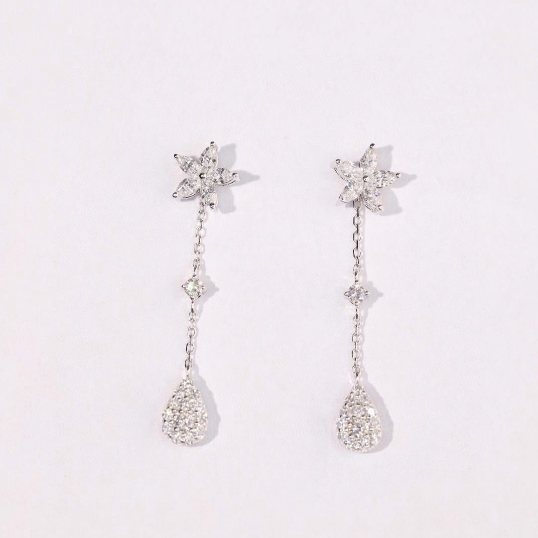 14k Gold 0.6 Ct Natural H Diamond Earrings - 5