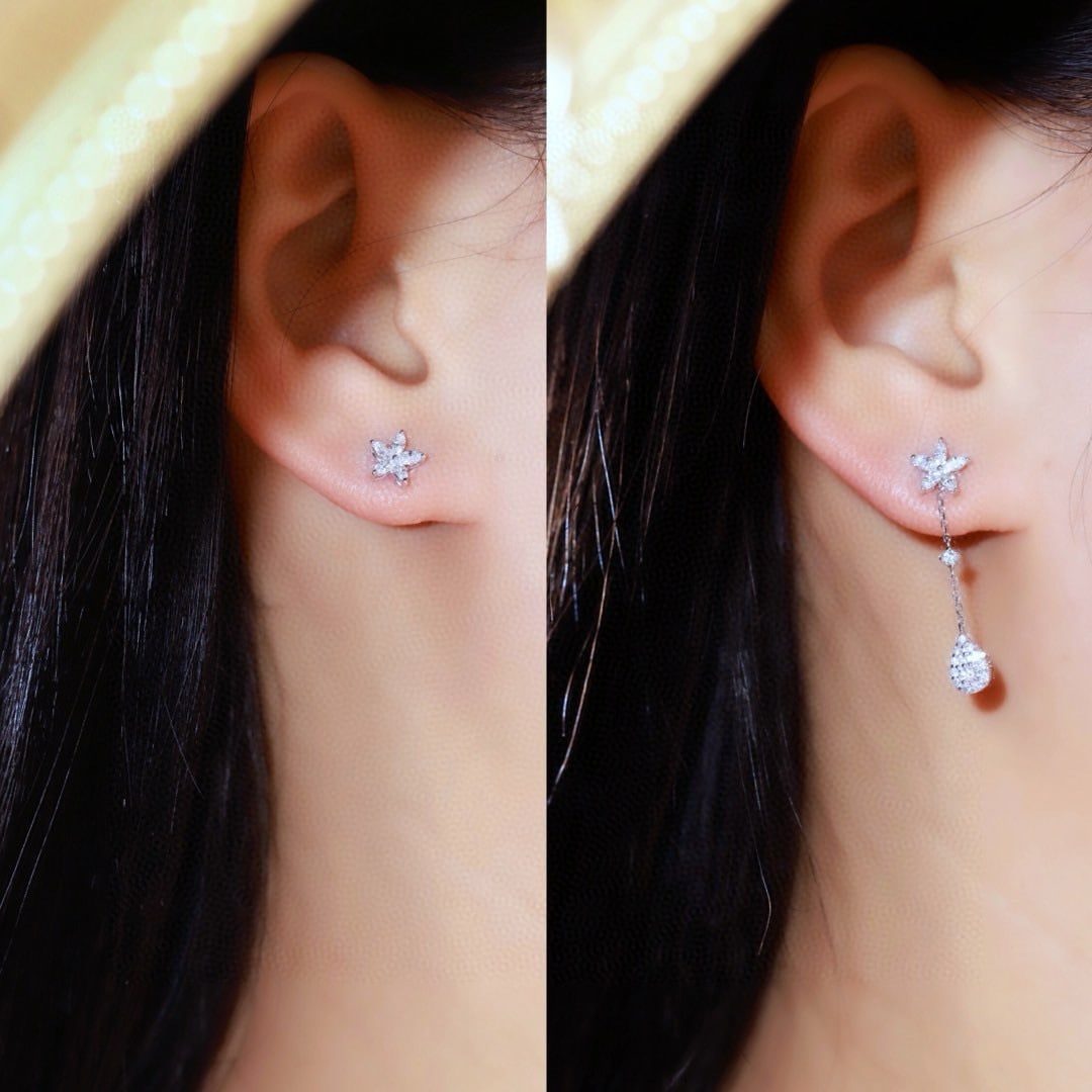 14k Gold 0.6 Ct Natural H Diamond Earrings - 8