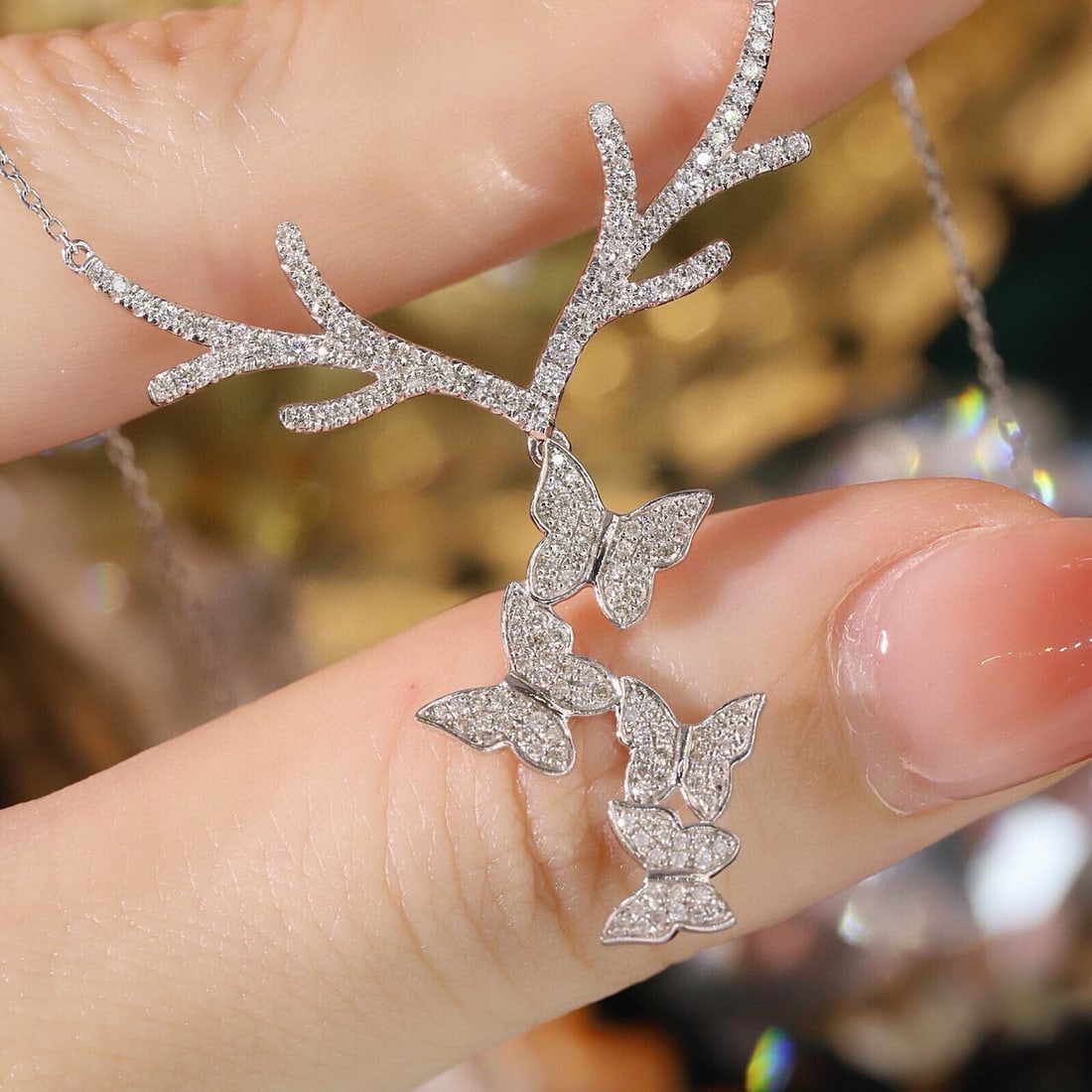 14k Gold 1.4 Ct Natural H Diamond Necklace - 6