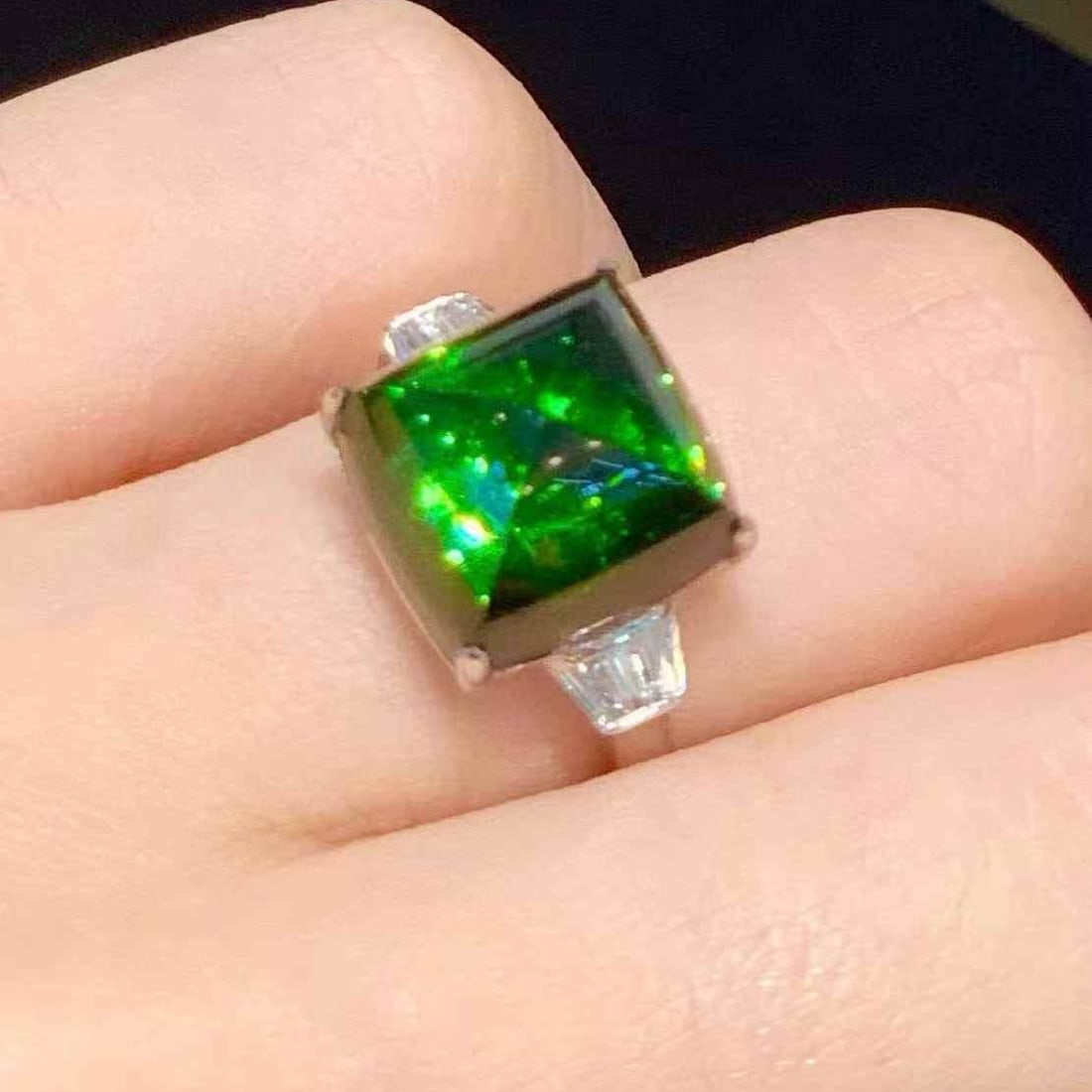 14k Gold 9 Ct Natural Tourmaline & Diamond Ring - 4