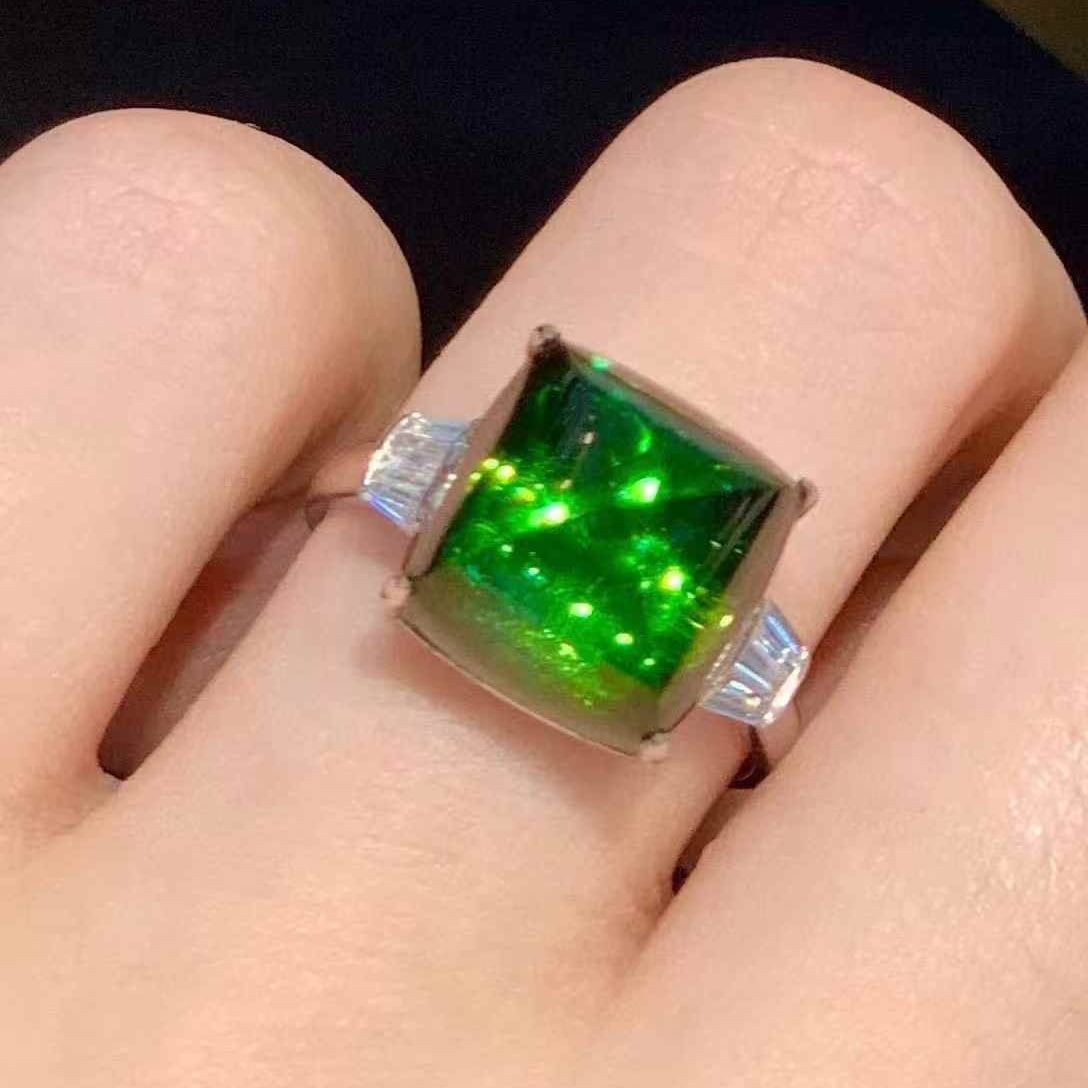 14k Gold 9 Ct Natural Tourmaline & Diamond Ring - 5