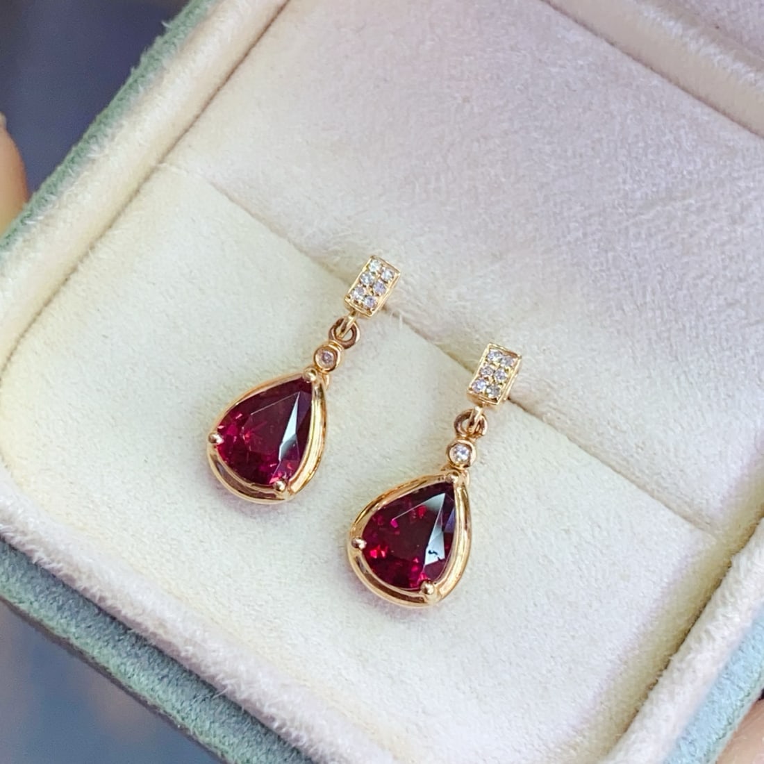 14k Gold 1.29 Ctw Natural Tourmaline & Diamond Earrings - 3