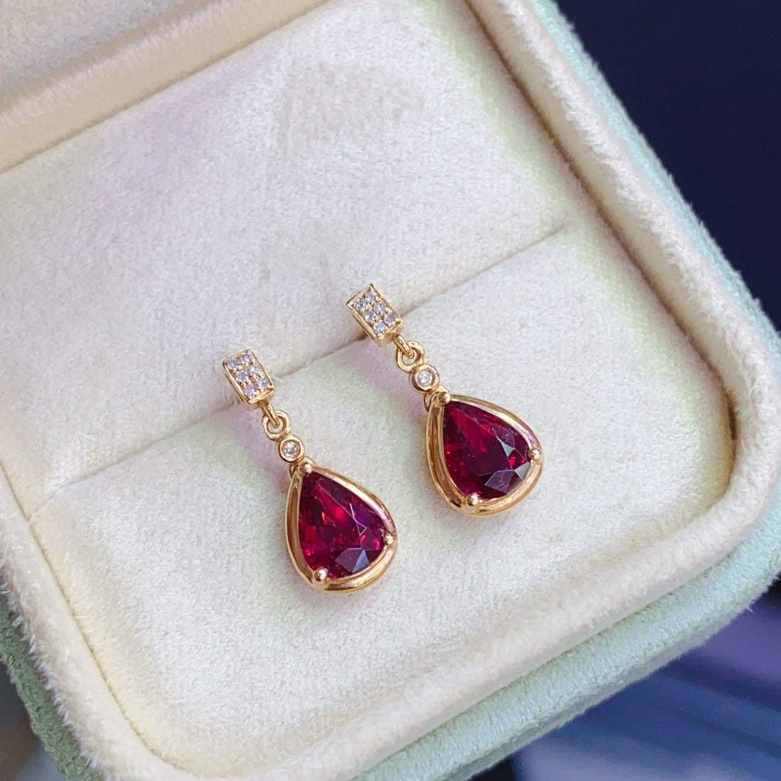 14k Gold 1.29 Ctw Natural Tourmaline & Diamond Earrings - 4