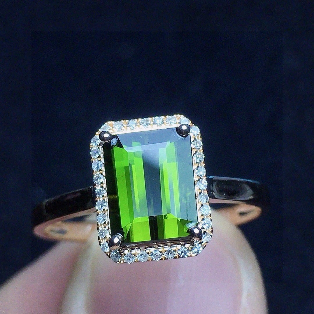 14k Gold 1.52 Ct Natural Tourmaline & Diamond Ring - 3