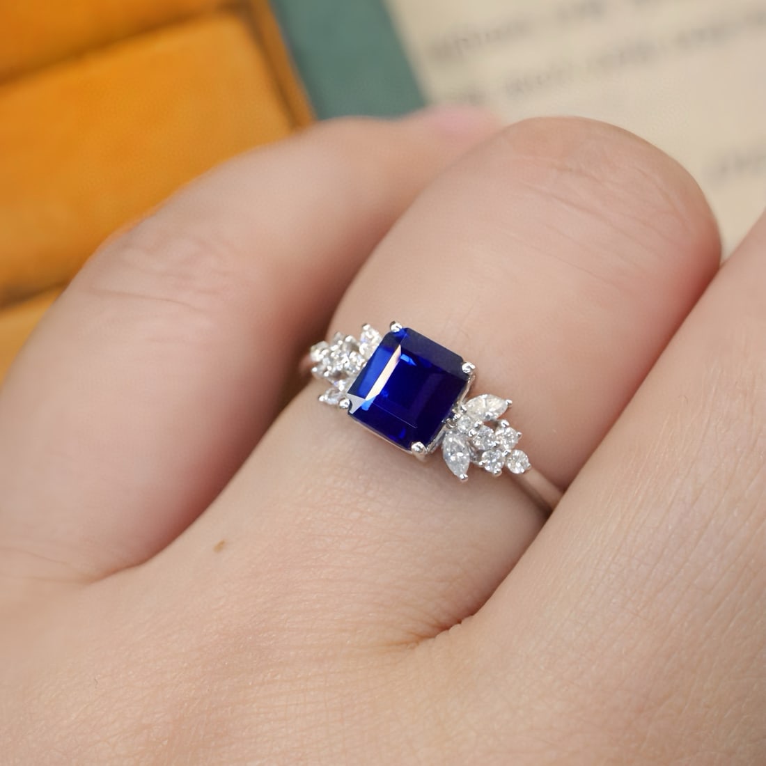 14k Gold 1.20 Ctw Natural Sapphire & Diamond Ring - 5
