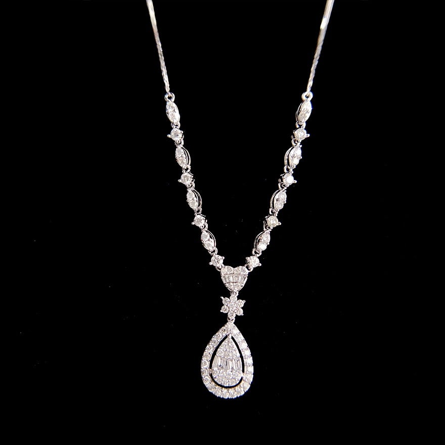 14k Gold 1 Ct Natural H Diamond Necklace - 2