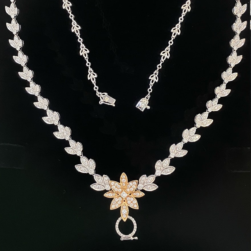 14k Gold 2.5 Ct Natural H Diamond Necklace - 2