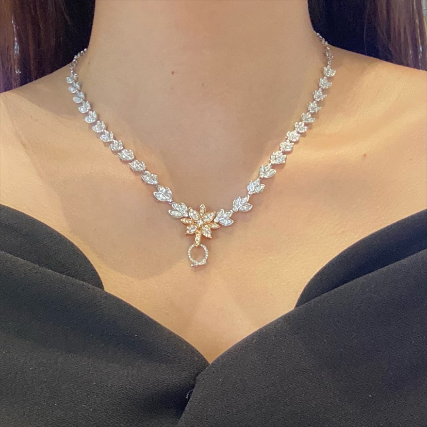 14k Gold 2.5 Ct Natural H Diamond Necklace - 7