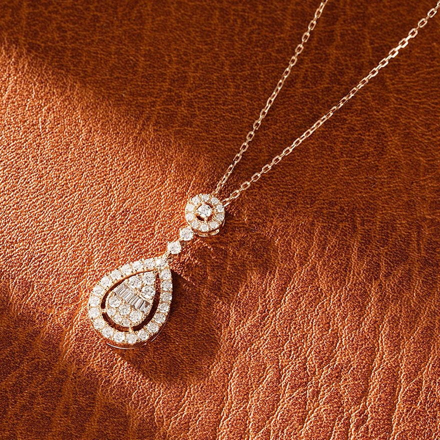 14k Gold 0.44 Ct Natural H Diamond Necklace - 3