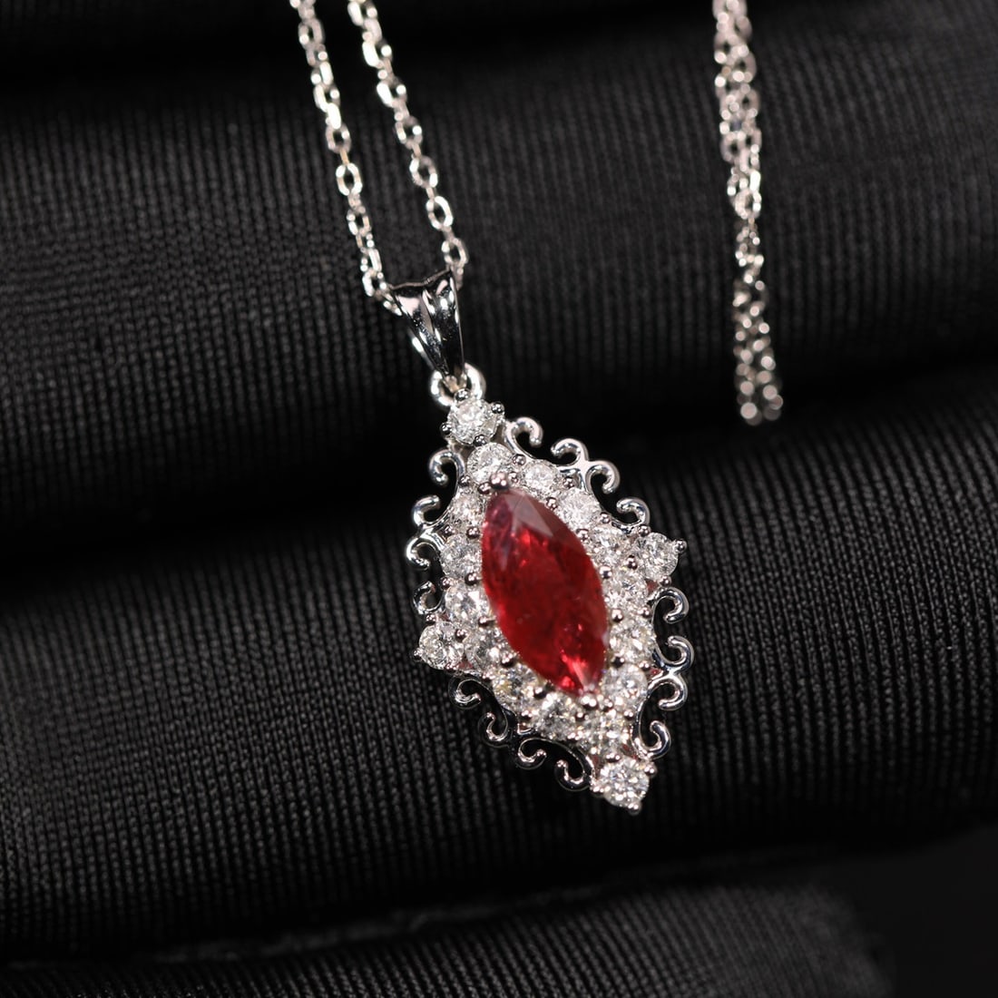 14k Gold 1.50 Ctw Natural Ruby & Diamond Pendant( Without Chain ) - 3