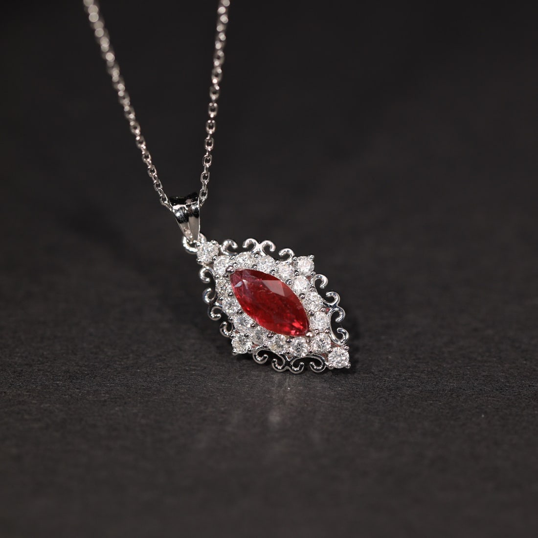 14k Gold 1.50 Ctw Natural Ruby & Diamond Pendant( Without Chain ) - 7