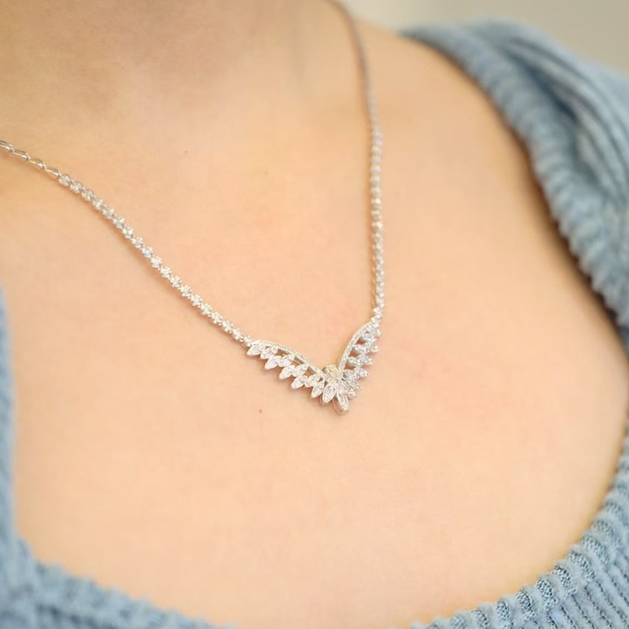 14k Gold 1.20 Ct Natural H Diamond Necklace - 2