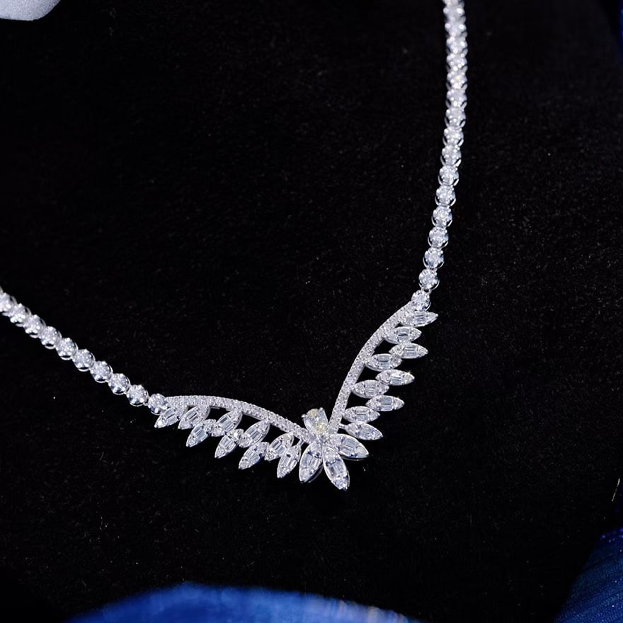 14k Gold 1.20 Ct Natural H Diamond Necklace - 5