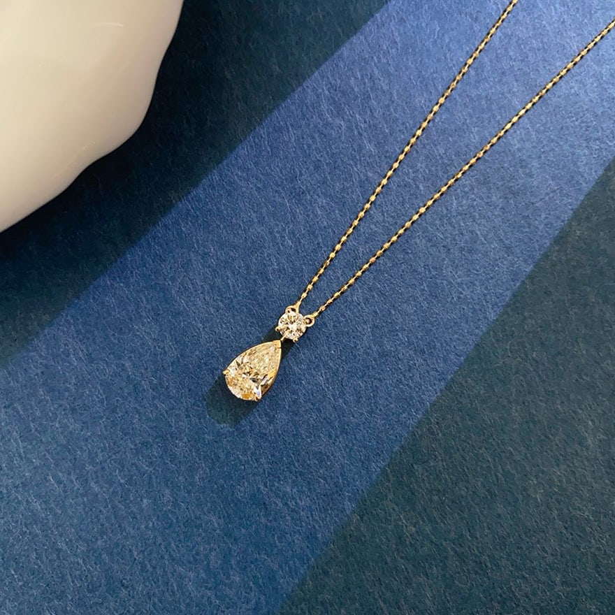 14k Gold 1.15 Ctw Natural Yellow Diamond & Diamond Necklace - 2