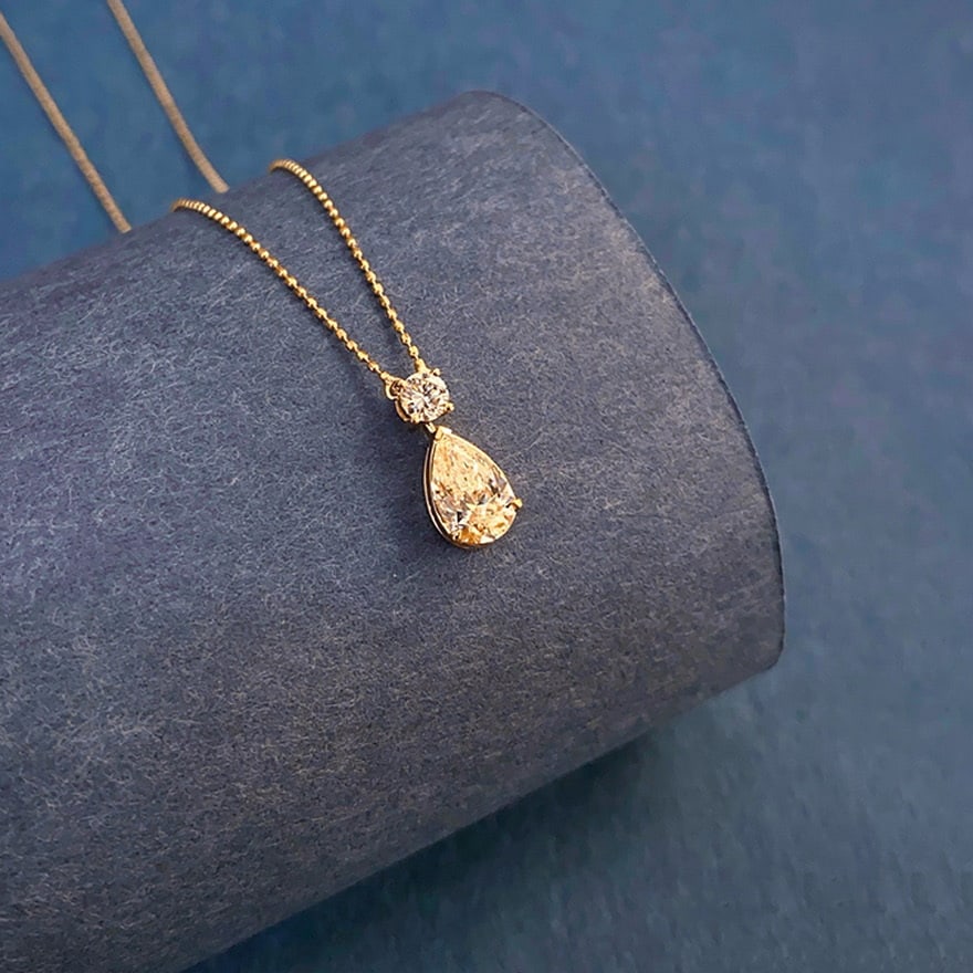 14k Gold 1.15 Ctw Natural Yellow Diamond & Diamond Necklace - 6