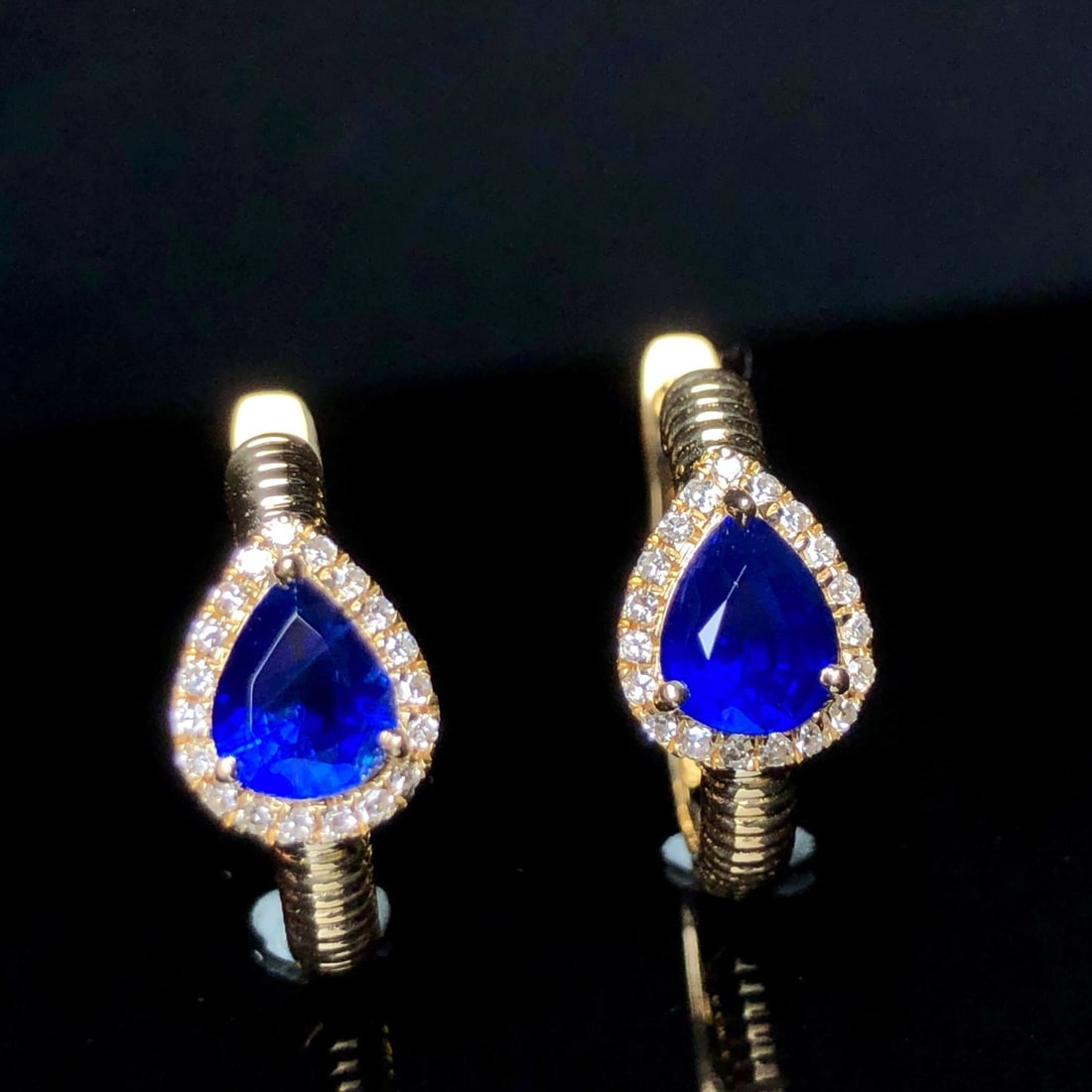 14k Gold 1.22 Ctw Natural Sapphire & Diamond Earrings - 6