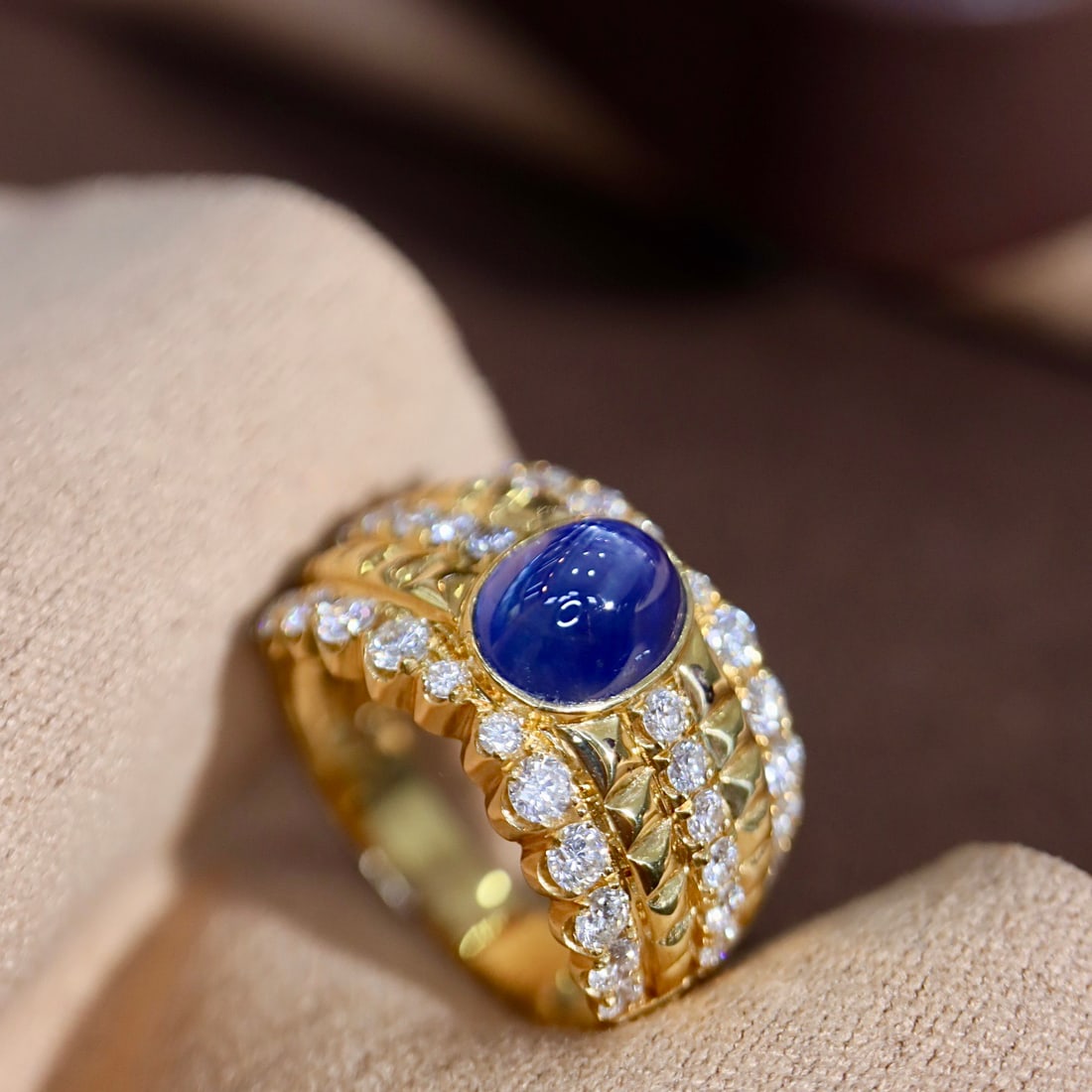 14k Gold 3.31 Ctw Natural Star Sapphire & Diamond Ring - 2
