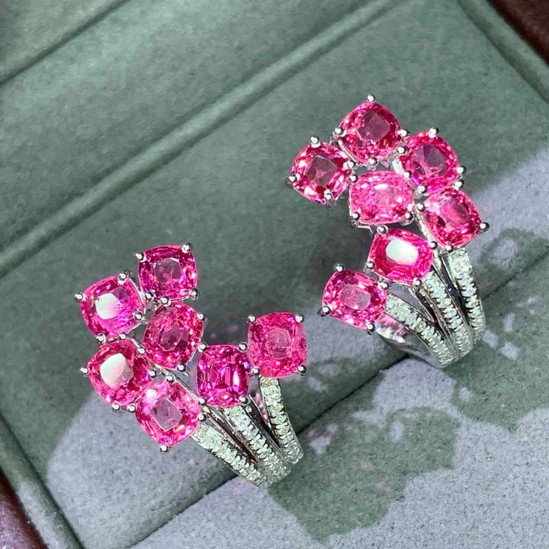 14k Gold 4.52 Ct Natural Spinel & Diamond Earrings - 7