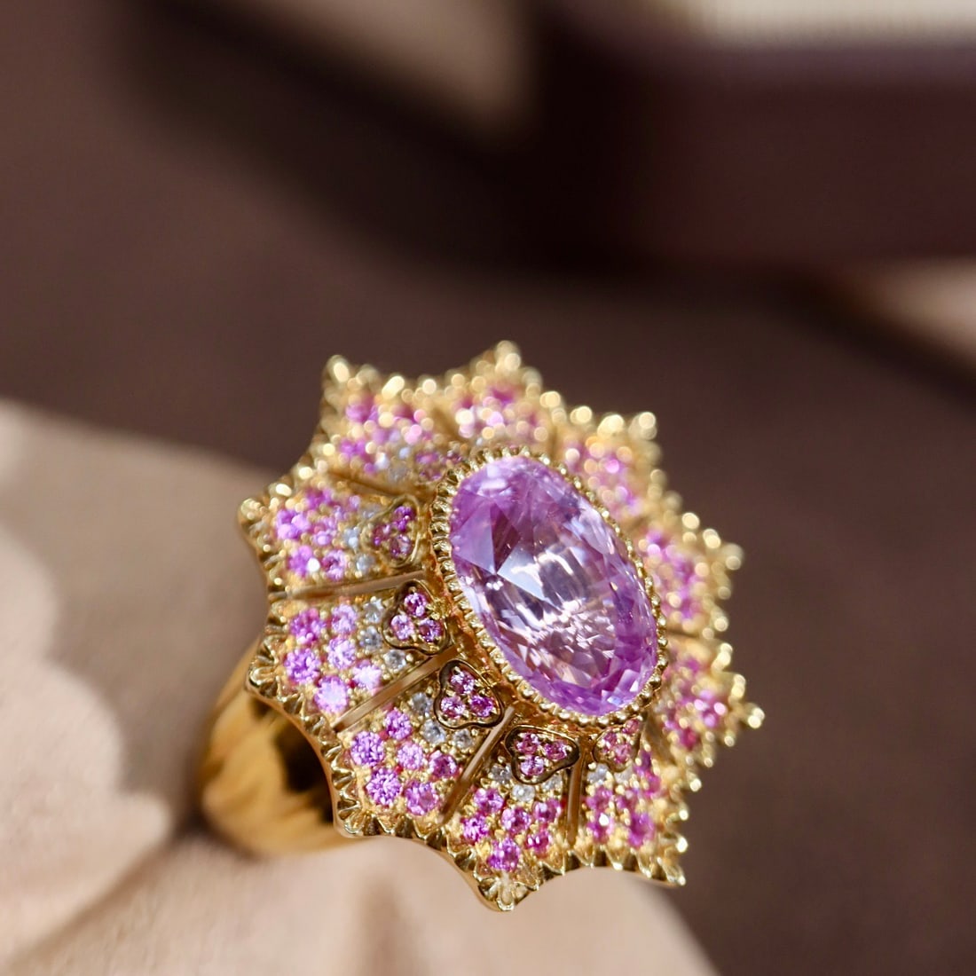 14k Gold 3.01 Ct Natural Sapphire & Diamond Ring - 3