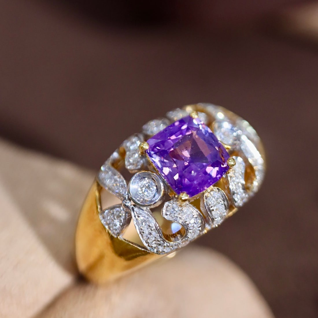 14k Gold 1.59 Ctw Natural Sapphire & Diamond Ring - 3