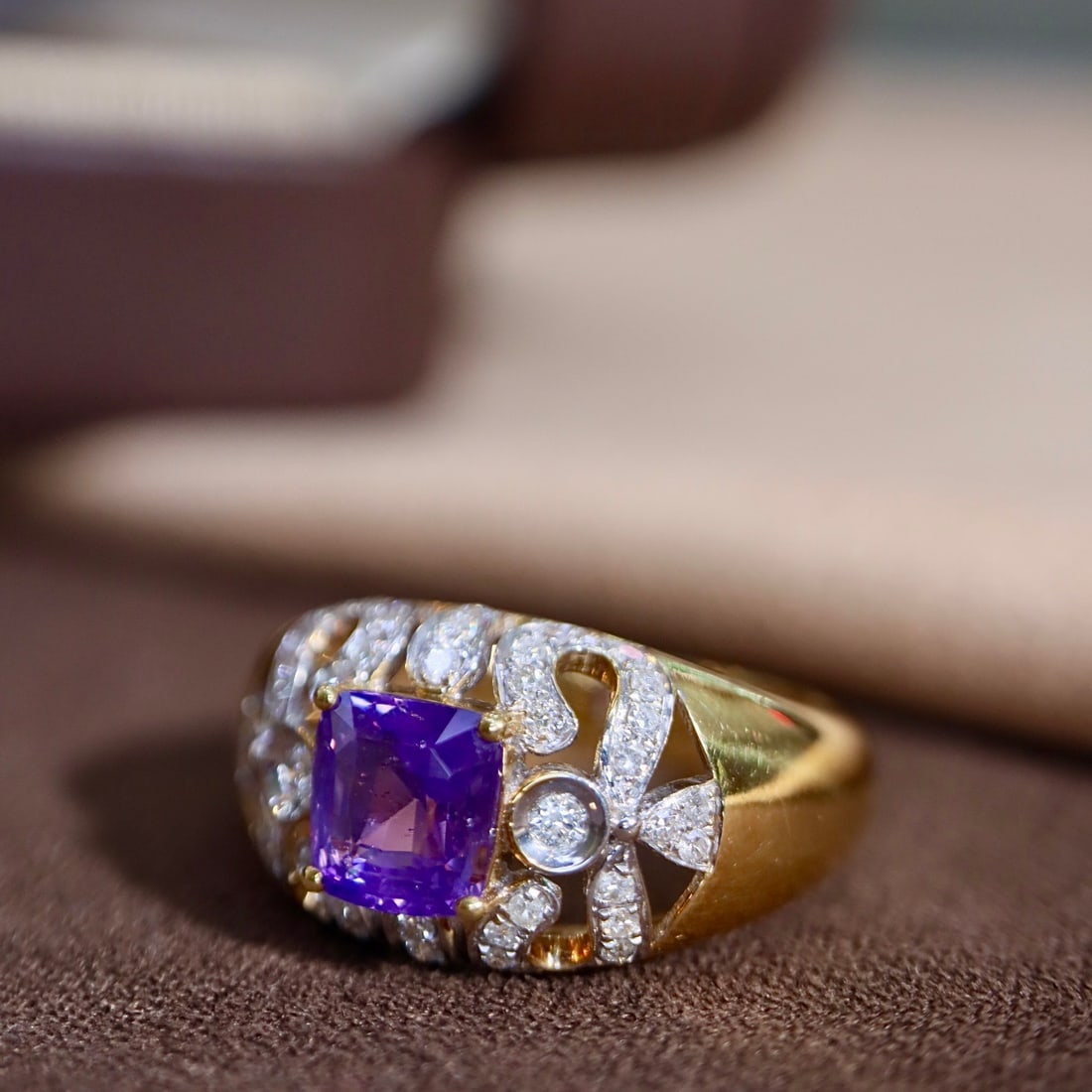 14k Gold 1.59 Ctw Natural Sapphire & Diamond Ring - 7