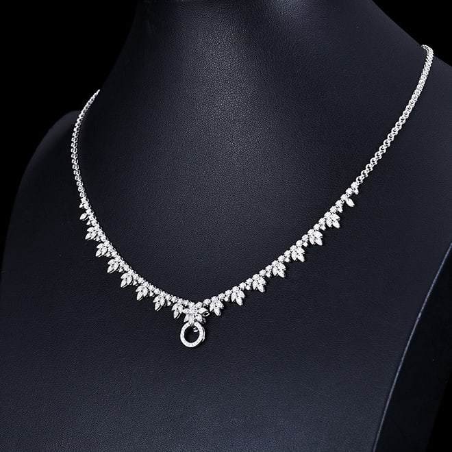 14k Gold 1.08 Ct Natural H Diamond Necklace - 2