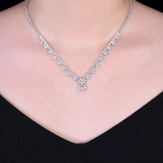 14k Gold 1.08 Ct Natural H Diamond Necklace - 5