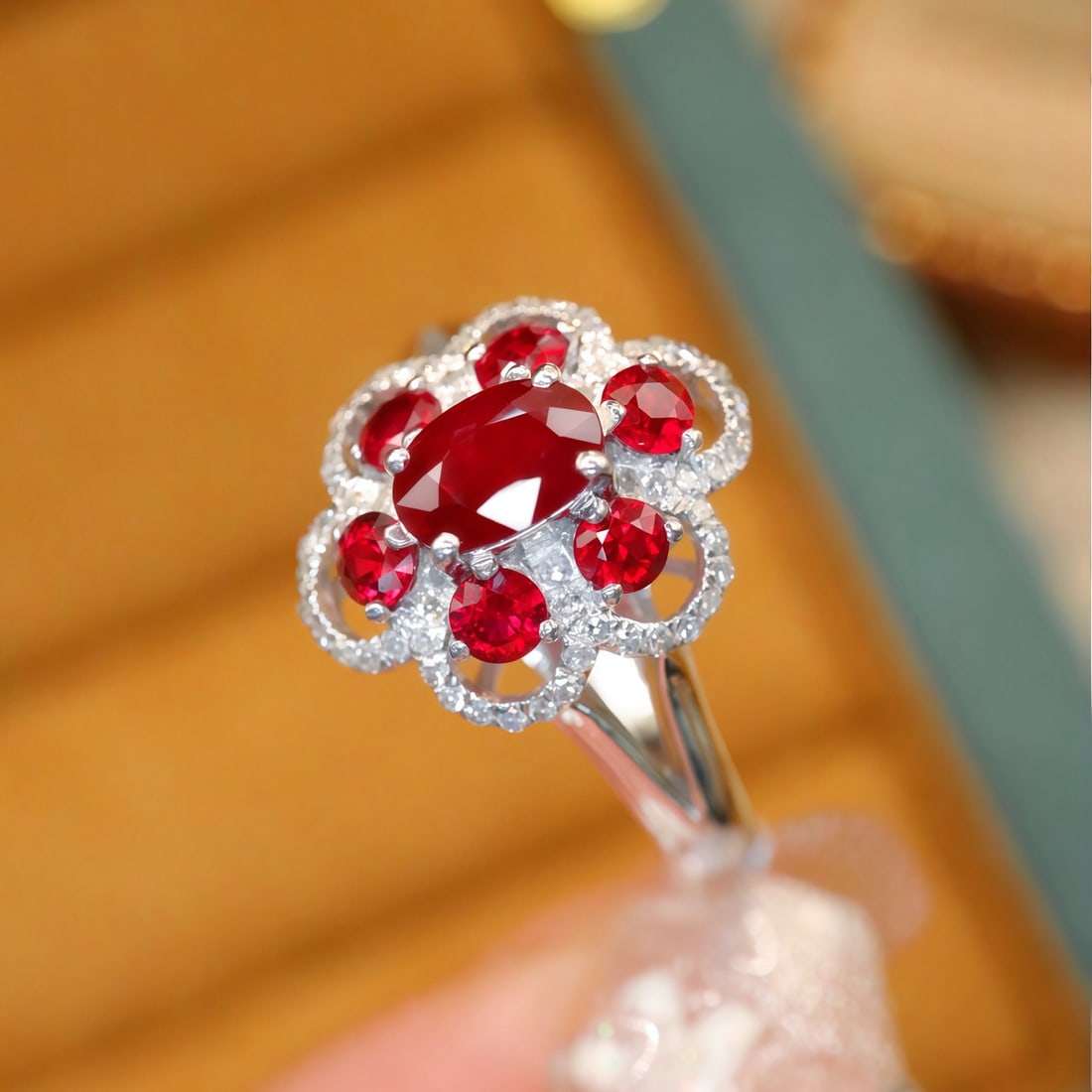 14k Gold 0.73 Ctw Natural Ruby & Diamond Ring - 3