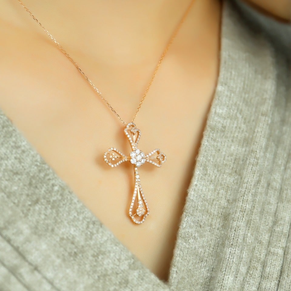 14k Gold 0.80 Ct Natural H Diamond Pendant( Without Chain ) - 6