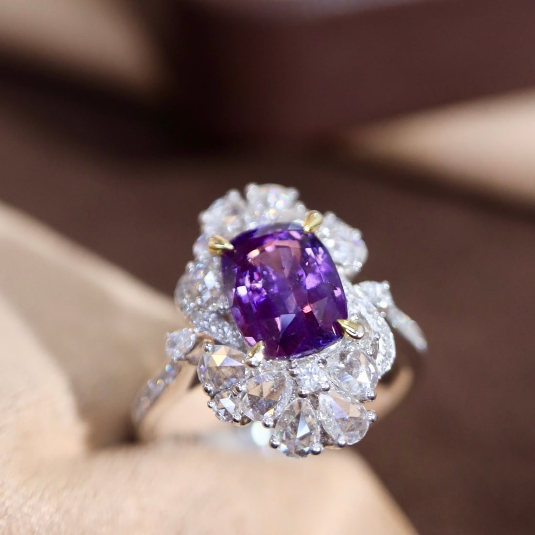 14k Gold 3.38 Ctw Natural Sapphire & Diamond Ring - 4