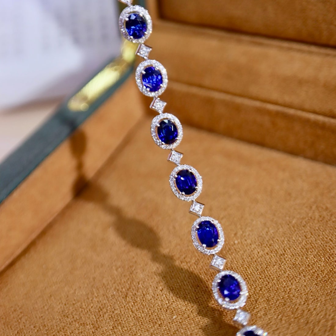 14k Gold 4.61 Ctw Natural Sapphire & Diamond Bracelet - 5