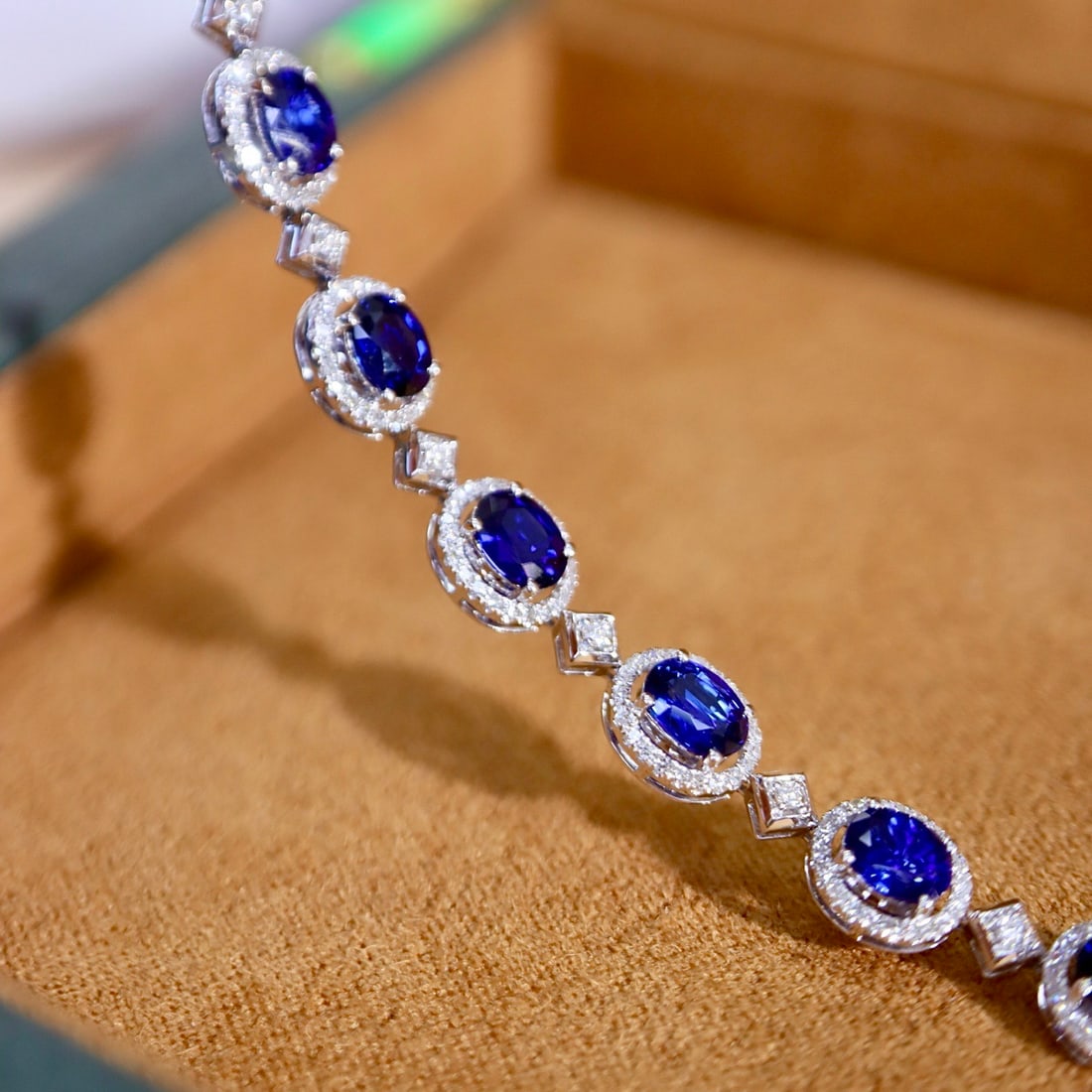14k Gold 4.61 Ctw Natural Sapphire & Diamond Bracelet - 6