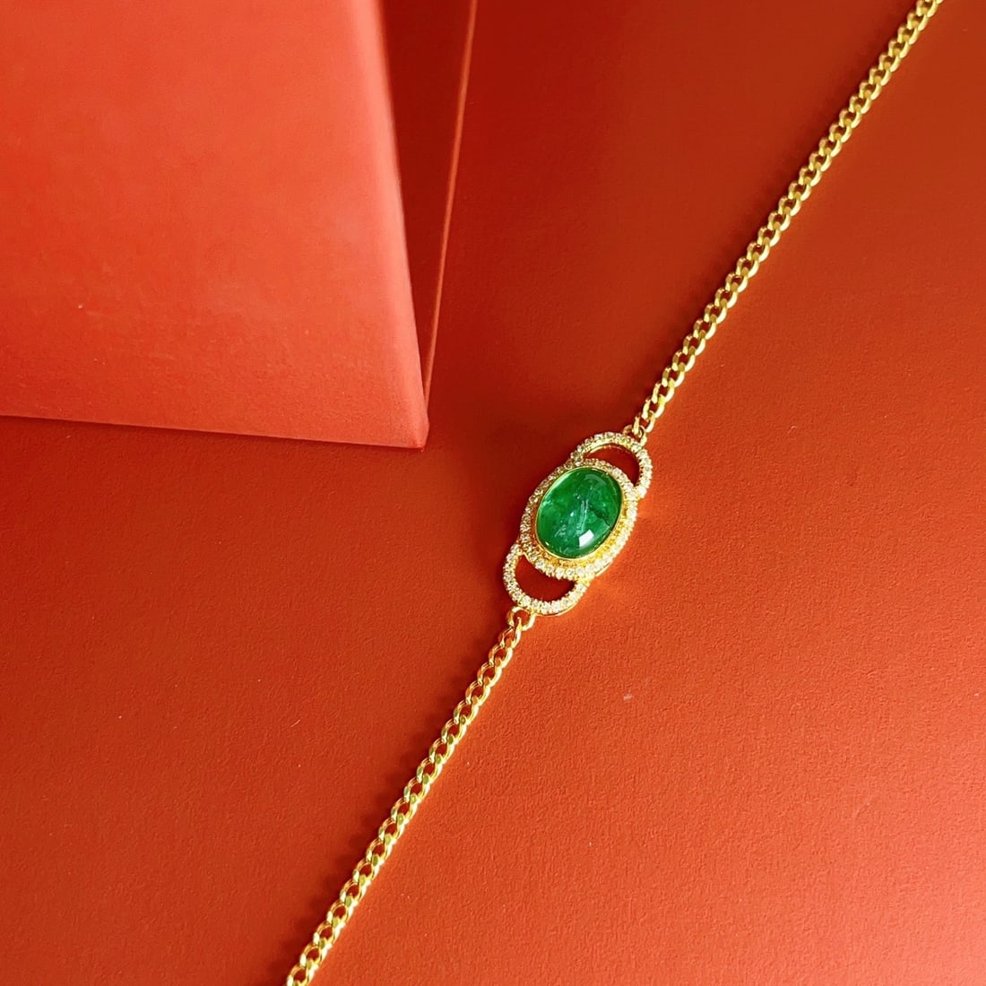 14k Gold 1.15 Ct Vivid Green Natural Emerald & Diamond Bracelet - 5