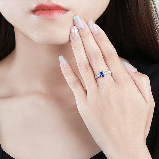 14k Gold 1.54 Ctw Natural Sapphire & Diamond Ring - 5