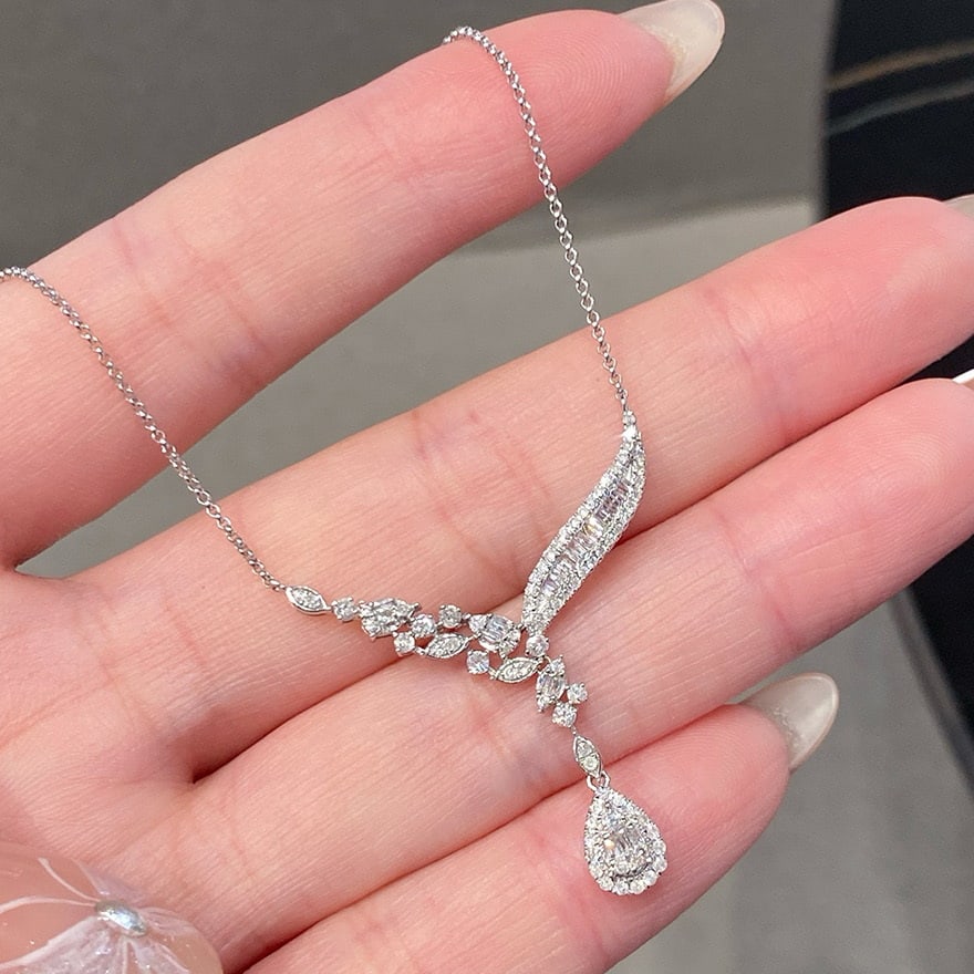 14k Gold 0.6 Ct Natural H Diamond Necklace - 3