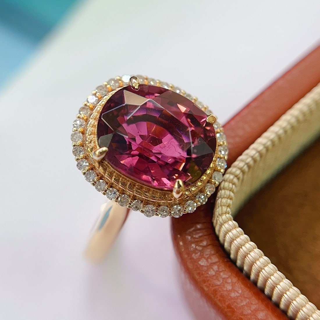 14k Gold 3.45 Ct Natural Tourmaline & Diamond Ring - 4