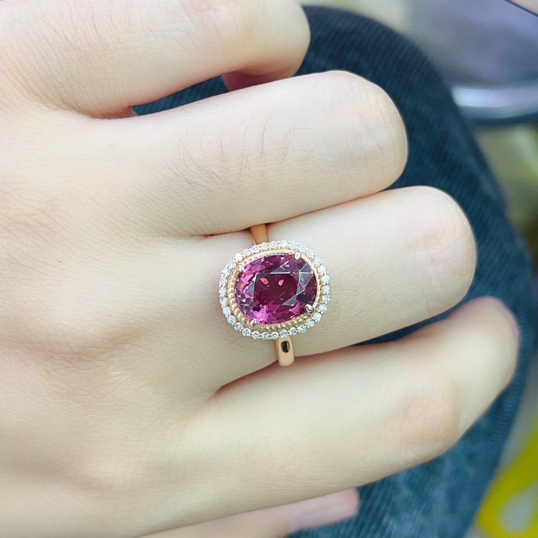 14k Gold 3.45 Ct Natural Tourmaline & Diamond Ring - 6