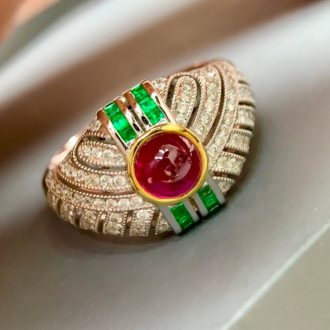 14k Gold 1.56 Ctw Natural Ruby & Diamond Ring - 5