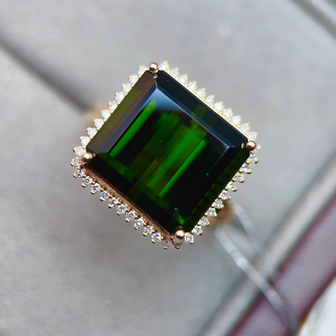 14k Gold 13.08 Ctw Natural Tourmaline & Diamond Ring - 2