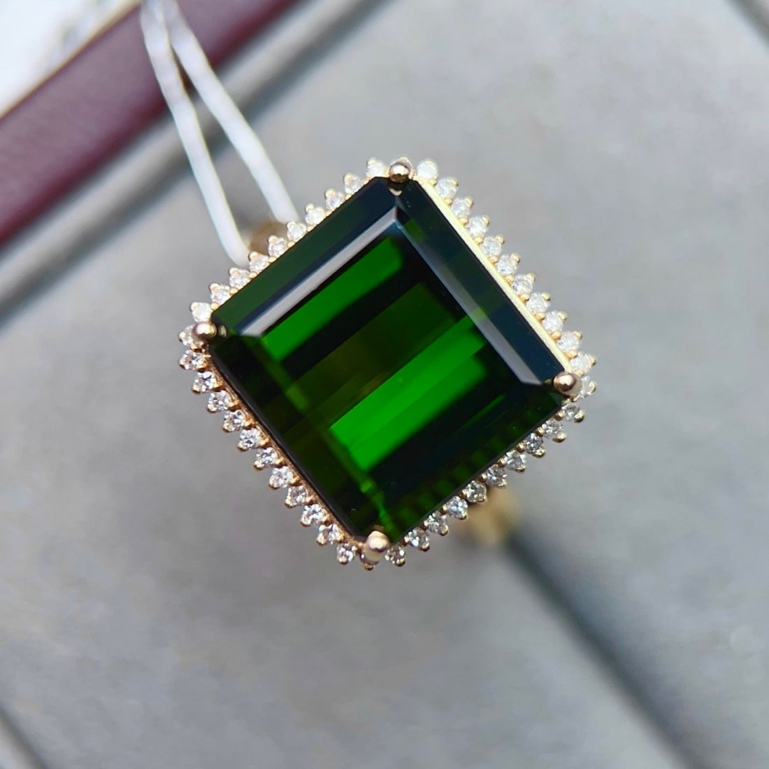 14k Gold 13.08 Ctw Natural Tourmaline & Diamond Ring - 3