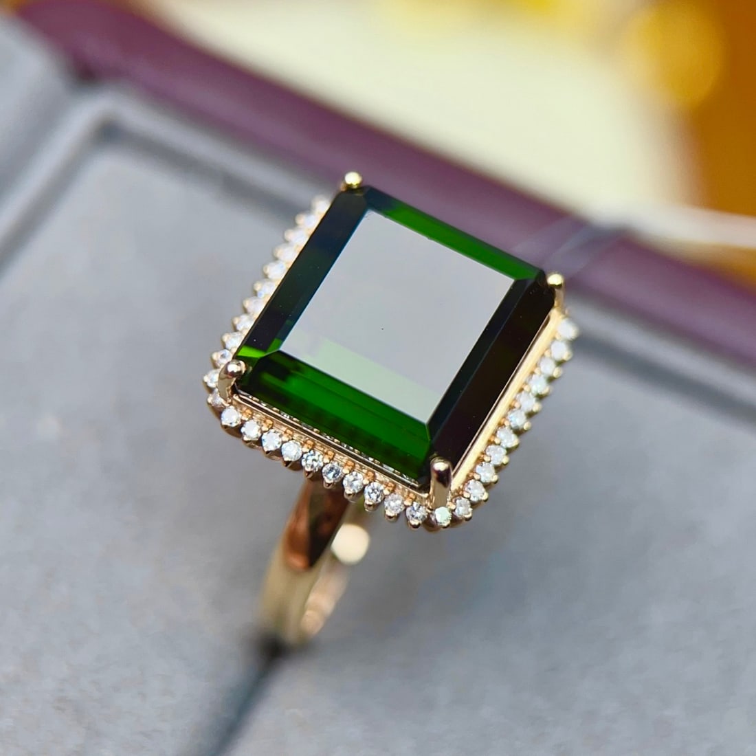 14k Gold 13.08 Ctw Natural Tourmaline & Diamond Ring - 4