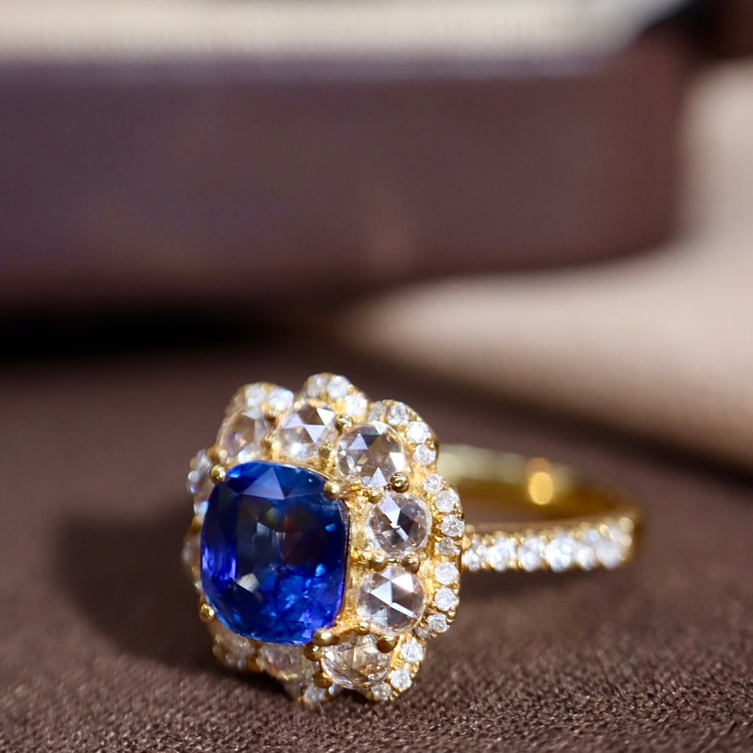 14k Gold 2.74 Ctw Natural Sapphire & Sapphire Ring - 7