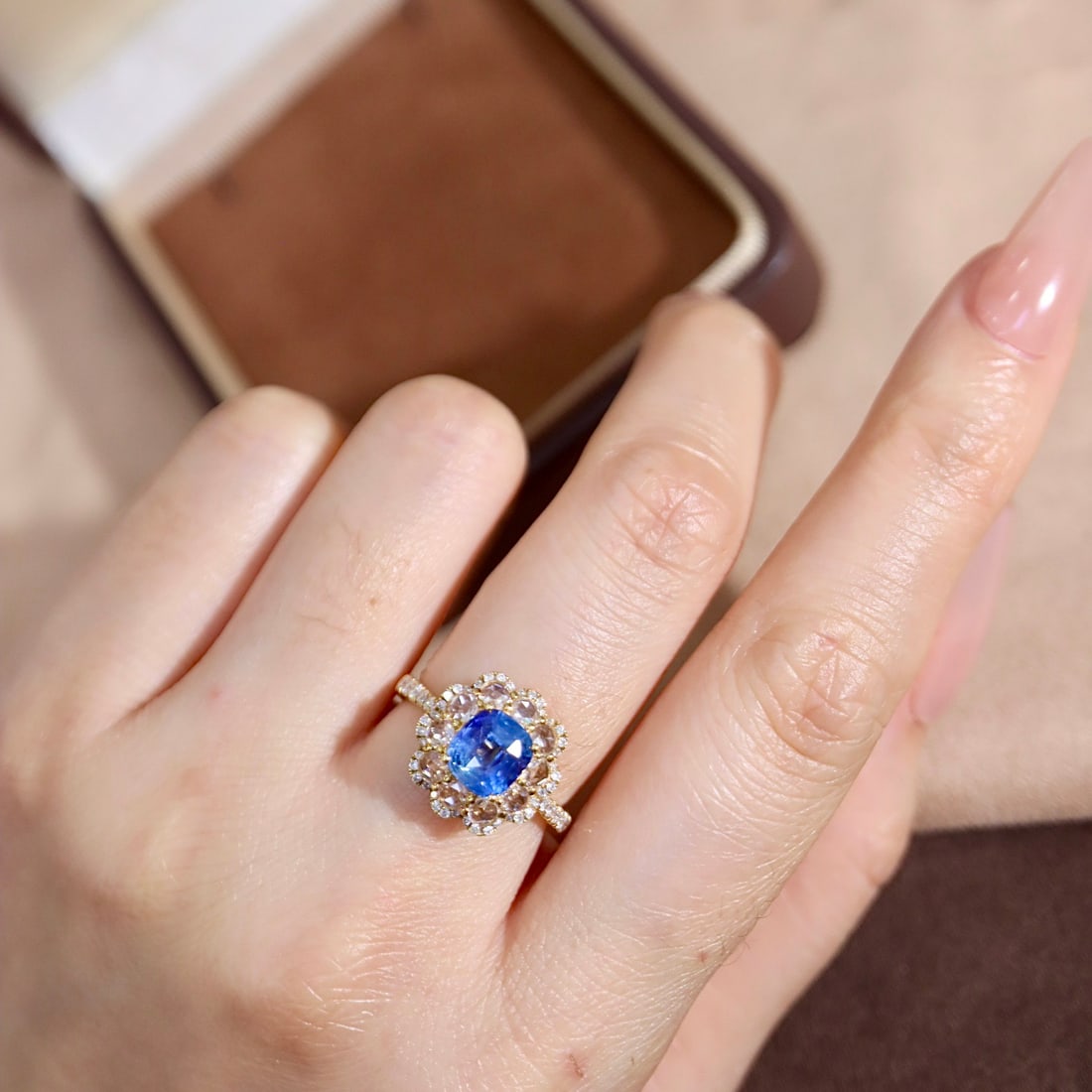 14k Gold 2.74 Ctw Natural Sapphire & Sapphire Ring - 8