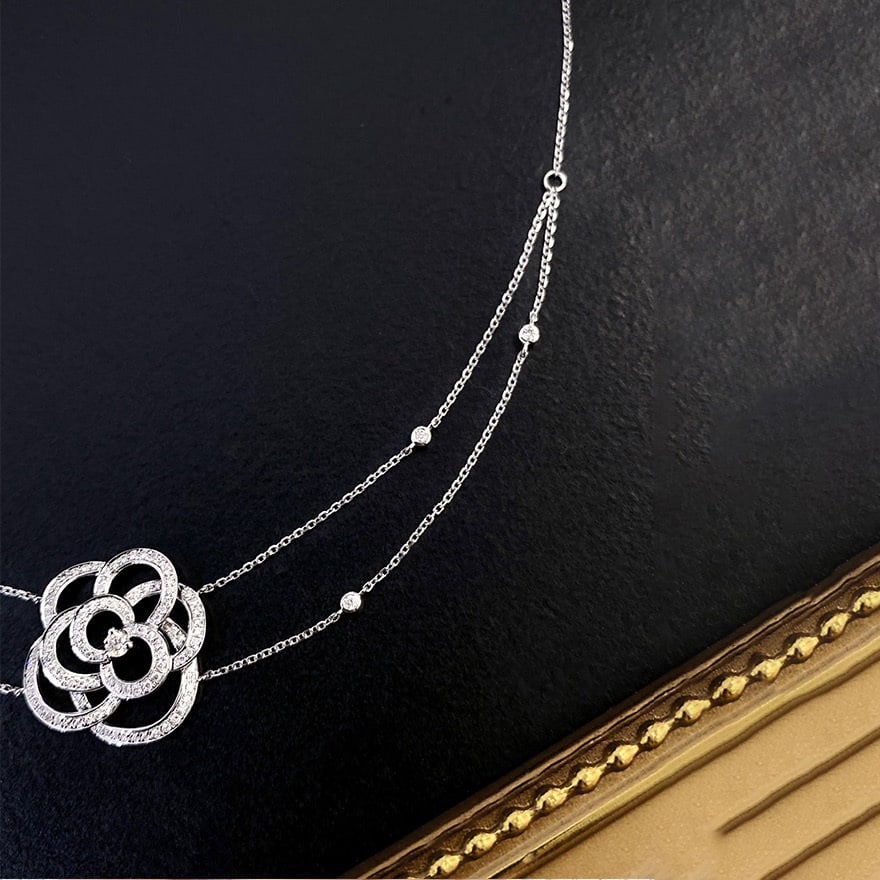 14k Gold 0.45 Ct Natural H Diamond Necklace - 4