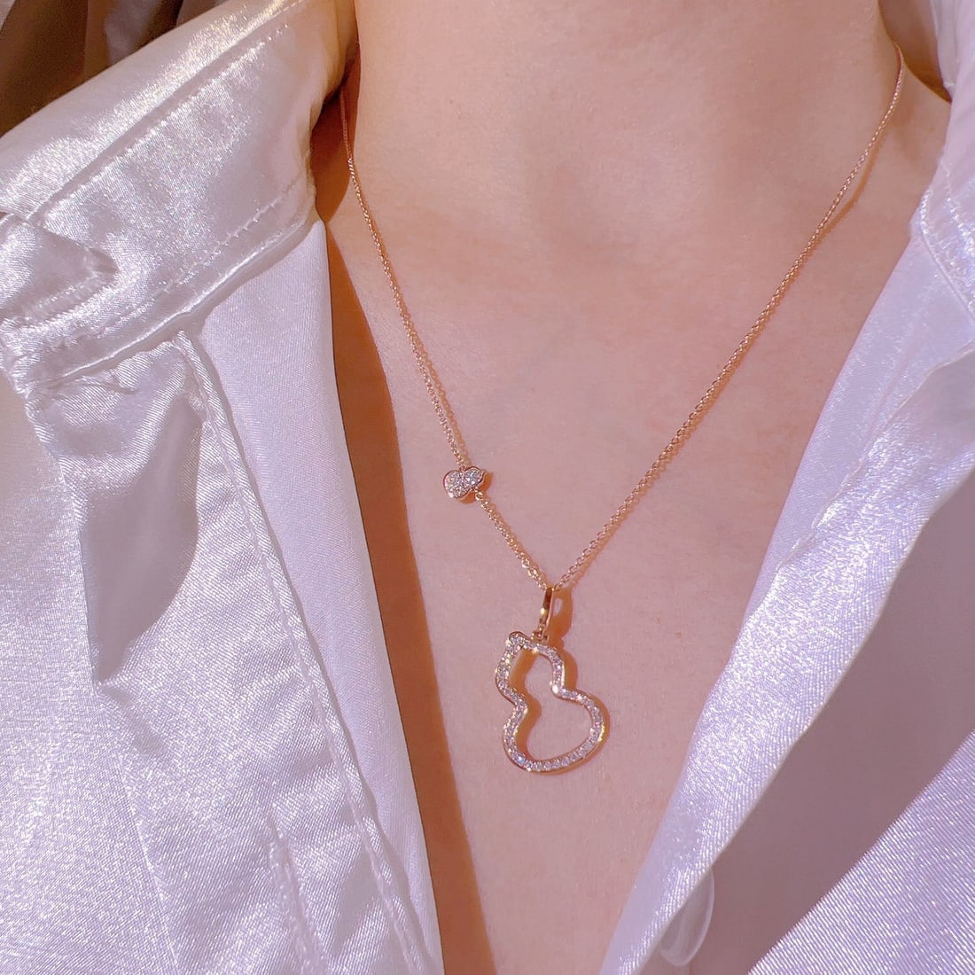 14k Gold 0.28 Ct Natural H Diamond Necklace - 3
